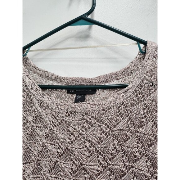 INC International Concepts Womens Fairy Sweater Medium Beige Metallic Crochet - Picture 2 of 9
